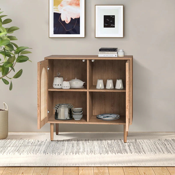 Emily 30.2'' 2 - Rattan Door Accent Cabinet with Solid Wood Legs