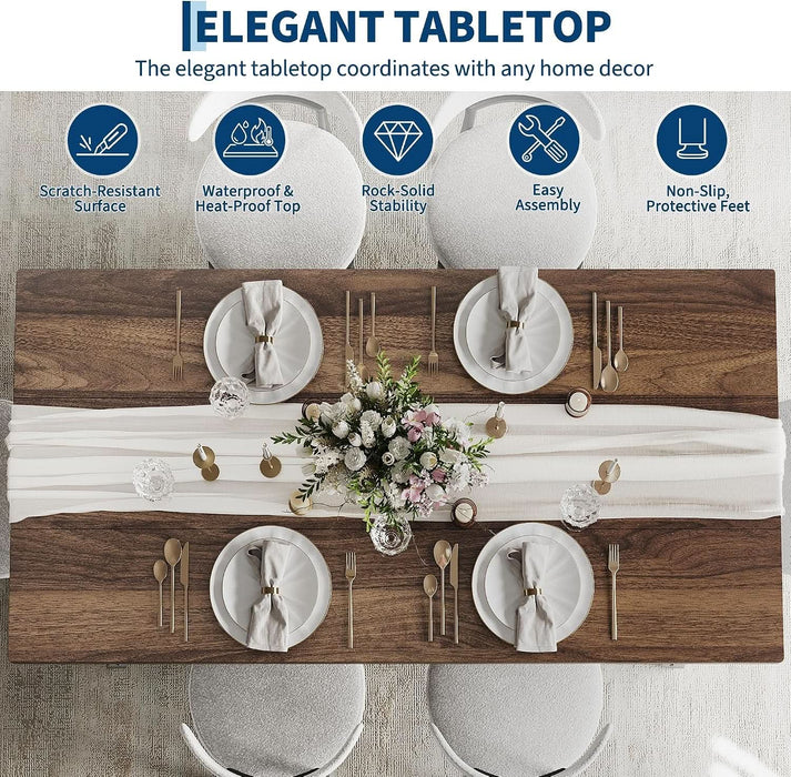 71" Wood Dining Table for 2/4/6/8, Large Rectangular Kitchen Table