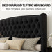 Queen Size Platform Bed Frame, Velvet Upholstered Bed with Deep Button Tufted & Nailhead Trim Wingback Headboard/No Box Spring Needed/Black