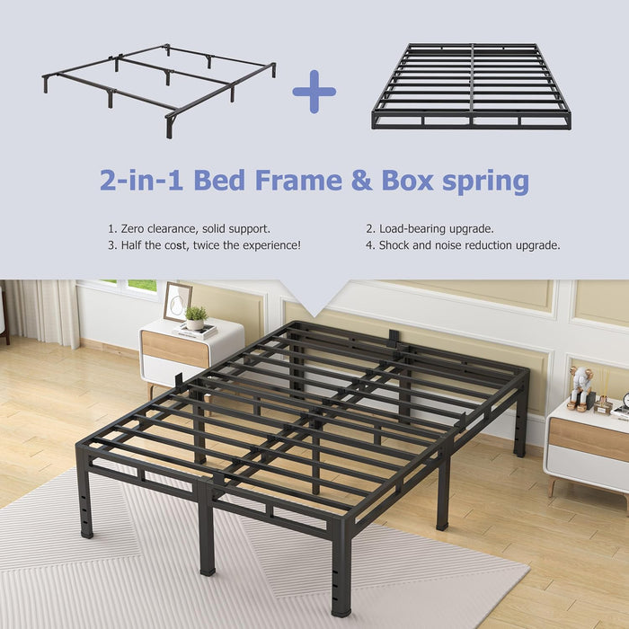 Full Size Metal Platform Bed Frame, 22 Inch Dual-Layer Heavy Duty Base