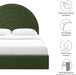 Solana Full Size Performance Velvet Platform Bed in Moss Green – Upholstered Double Bed Frame with Soft Arch Shaped Padded Headboard – Plinth Base Platform Bed Frame