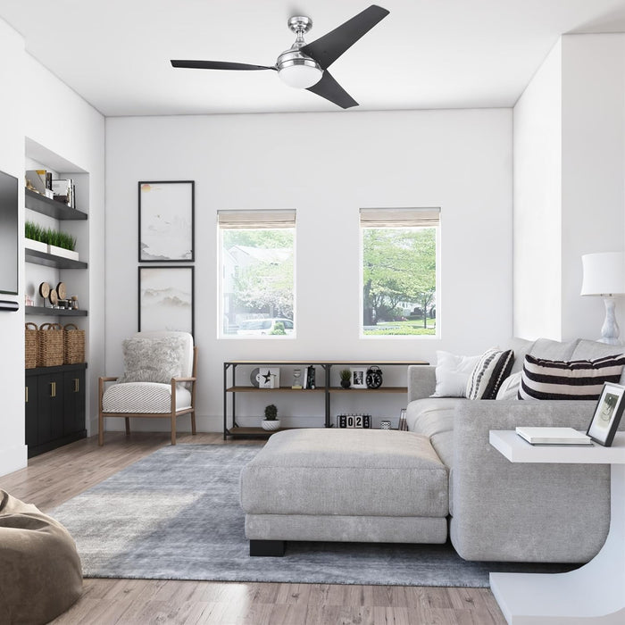 Ceiling Fans Neyo, 52 Inch Contemporary Indoor LED Ceiling Fan with Light, Remote Control, Modern High Performance Blades, Reversible Motor Model- 51803 (Brushed Nickel)