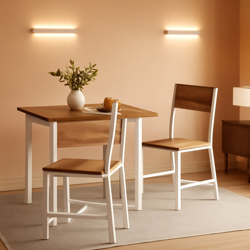 Dining Chair Set of 2, Rustic Wood Chairs with Metal Steel Frame, Easy to Assemble, Comfortable Seat, Modern Farmhouse Chair for Kitchen, Bedroom, Living Room, Wheat Brown and Cloud White