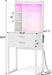 Small Vanity Desk with Hutch and Drawers, White Makeup Vanity Desk with Charging Station, Vanity Table Dressing Table with LED Lights, Vanity Desk No Mirror with Pegboard for Girls Women, 24"