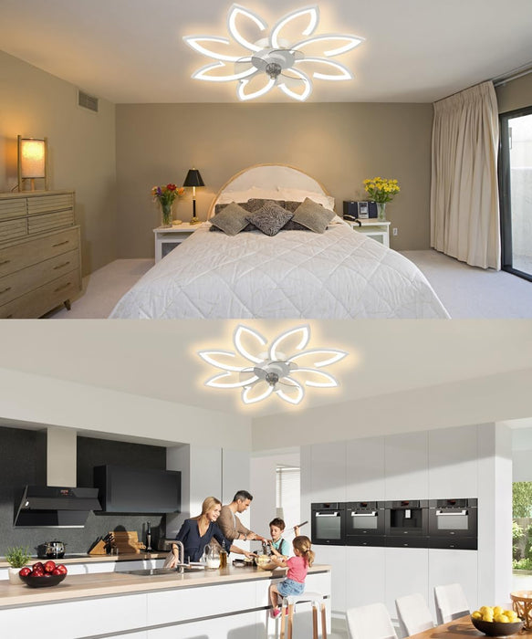 Modern White Compact Ceiling Fan With Dimmable Lighting