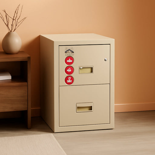 Turtle Vertical 2 Drawer Legal and Letter Fire Safe File Cabinet with Key Lock, 1 Hour Fire Rated, UL Rated & Water Resistant Home Safe, Filing Cabinet, Made in the USA, Parchment