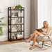 5 Tier Industrial Bookshelf Dark Walnut WoodFinish