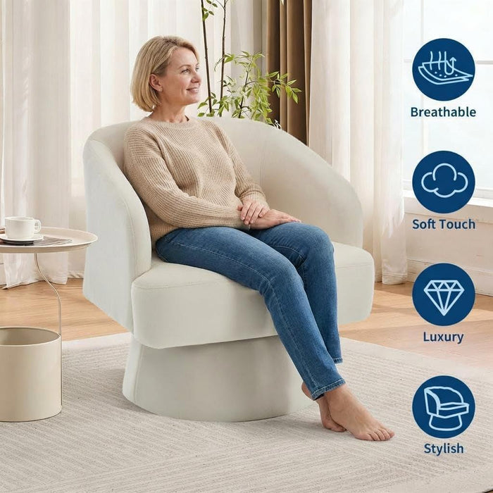 Beige Velvet 360 Swivel Oversized Designer Armchairs