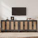 Rattan Buffet Cabinet with Storage, Sideboard with Doors, Console Table, Farmhouse Coffee Bar, Modern Wood Long Cabinets (Brown Black)