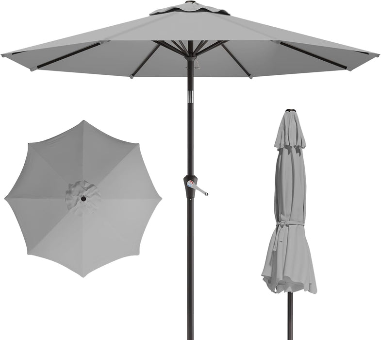 10FT Patio Umbrella, Outdoor Umbrella with Push Button Tilt and Crank, 8 Sturdy Ribs, UV Protection & Waterproof Market Umbrella for Pool, Backyard, Beach,Deck