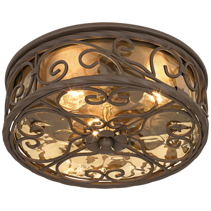 Casa Seville Rustic Farmhouse Flush Mount Outdoor Ceiling Light Fixture Dark Walnut 4 1/2" Champagne Water Glass for Post Exterior