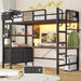 Twin Loft Bed with Desk and 5 Storage Drawers,Loft Bed Twin Size with LED Lights and Charging Station, Metal Bunk Bed Frame with Ladder, Clothes Rail,Noise Free,Oak Gray