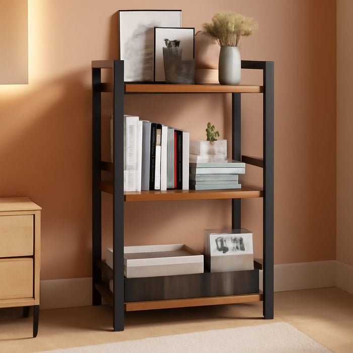 Narrow Bookshelf With Industrial Grade Steel Construction