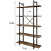 5 Tiers Bookshelf Organizer Industrial Shelf,Modern Open Display Storage Bookcase,Rustic Brown and Metal Bookshelf Standing Storage Shelf Tall Shelving Units for Home Office Study.