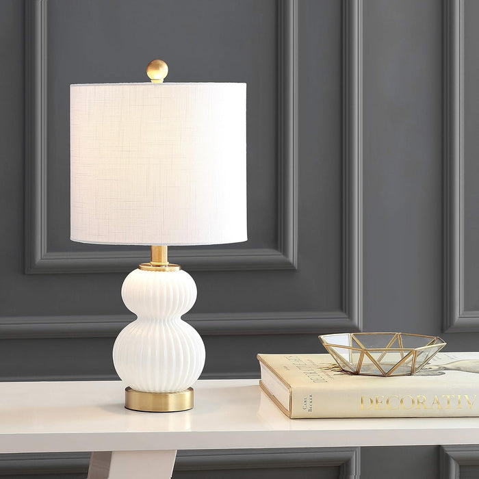 TwentyInch Shimmering White Brushed Brass Table Lamp