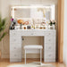 White 43Inch Vanity With Illuminated Makeup Mirror