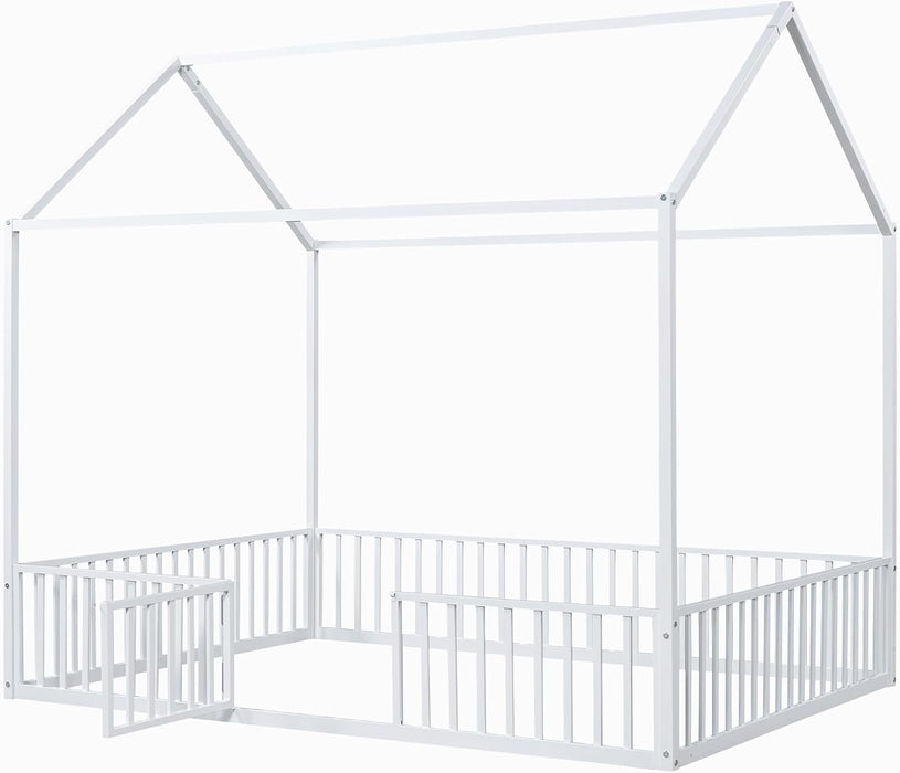 Premium PowderCoated Metal Montessori Floor Bed White