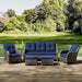 Patio Furniture Set 5-Piece Wicker Outdoor Furniture Conversational Set with 3-Seat Sofa, 2 Armchairs, 2 Ottoman Patio Rattan Wicker Sectional Sofa Set with Olefin Cushions(Mixed Grey/Blue)