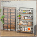 No Assembly Extra Wide 4 Tier Folding Bookshelf Storage Shelves Vintage Bookcase Standing Racks for Bedroom Living Room Home Office