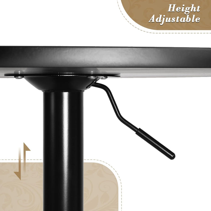 Height Adjustable Round Black Pub Tabletop Outdoor