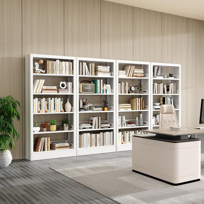 5-Tier Adjustable Bookcase, Heavy Duty Bookshelf with Book Stopper, Metal Bookcase for Library, Office, Living Room