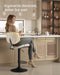 VASAGLE Bar Stools Set of 2, Height Adjustable Swivel Chairs, PU Leather | Kitchen Barstools with Back and Footrest, Quilt Surface, Steel, Dining Room, Counter, Cream White,Uljb150W101S
