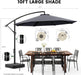 10FT Patio Umbrella with Base Included, Cantilever Offset Outdoor Patio Umbrella with 360° Rotation & Infinite Tilt, Fade-Resistant Yarn-Dyed Canopy, 8-Rib Steel Frame for Patio Pool Deck Backyard, Charcoal