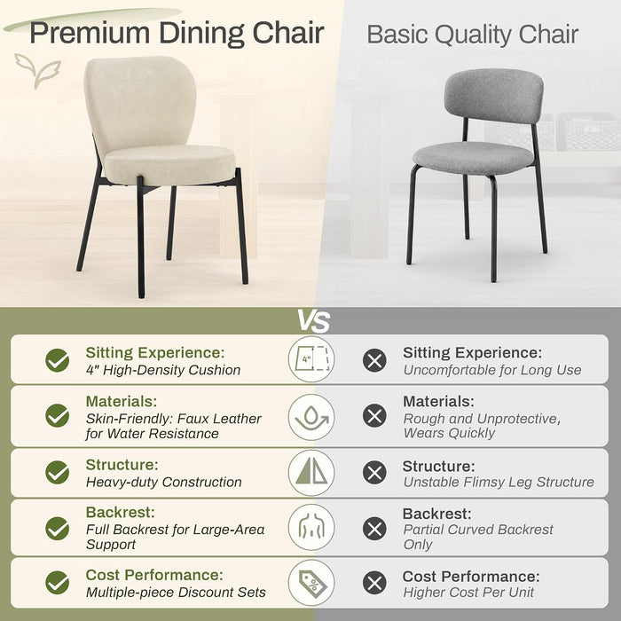 4" Modern Dining Chairs Set of 4, Beige Leather