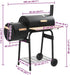 Offset Smoker BBQ Grill with Side Firebox, Charcoal and Wood Burning Smoker for Outdoor Cooking, Backyard Parties, and Grilling, Includes Thermometer and Wheels