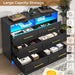 Black Six Drawer Dresser With LEDIlluminationTechnology