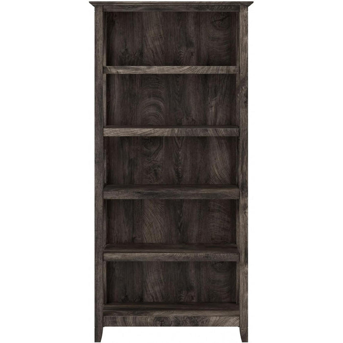 Bush Furniture Tall 5 Shelf Bookcase for Living Room or Home Office, Large Bookshelf, Modern Farmhouse Style, Key West Collection, Dark Gray Hickory
