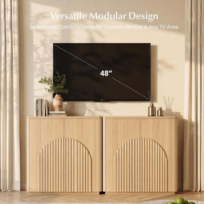 CHITA Sideboard Buffet Cabinet with Storage, Small Storage Cabinet with Doors and Shelves for Living Room Accent, Bar, Kitchen, Oak