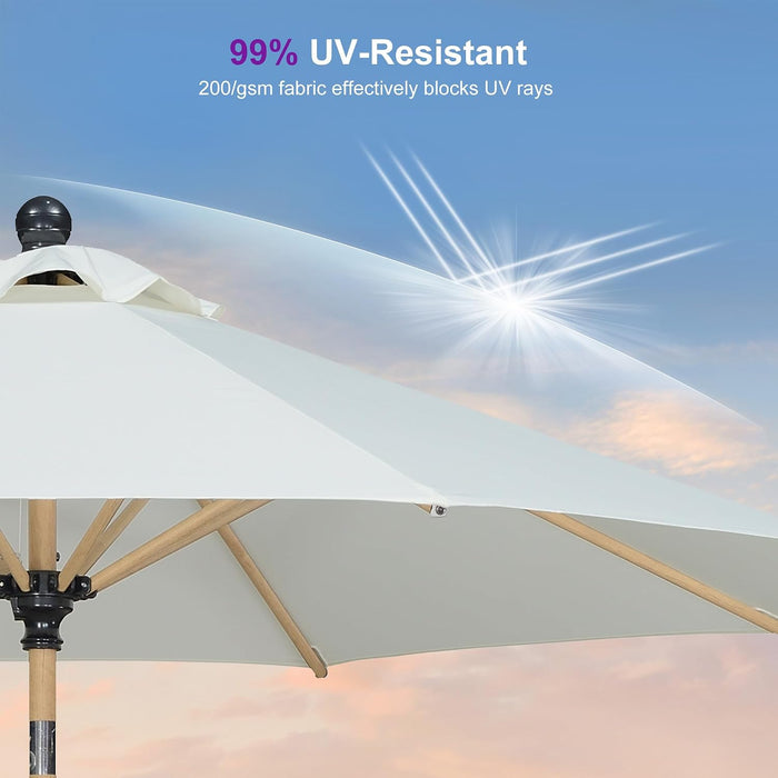 Patio Umbrella 10Ft Market Table round Push Button Tilt, Cream