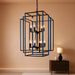 Large Lantern Chandelier for Entryway Foyer, 2-Tier Matte Black Cage Chandelier, 10-Light Hanging Light Fixture for High Ceiling Staircase Living Room