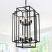 Large Lantern Chandelier for Entryway Foyer, 2-Tier Matte Black Cage Chandelier, 10-Light Hanging Light Fixture for High Ceiling Staircase Living Room