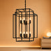 Large Lantern Chandelier for Entryway Foyer, 2-Tier Matte Black Cage Chandelier, 10-Light Hanging Light Fixture for High Ceiling Staircase Living Room