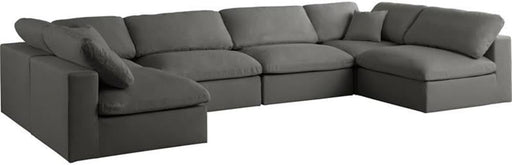 Contemporary Grey Velvet Standard Modular Sectional Sofa