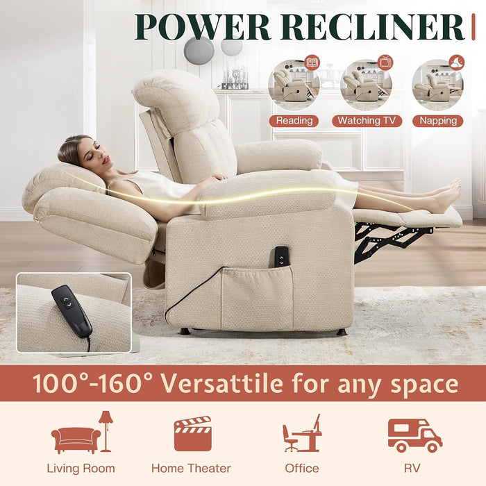77" Power Reclining Sofa, Recliner Couch for Living Room, Beige