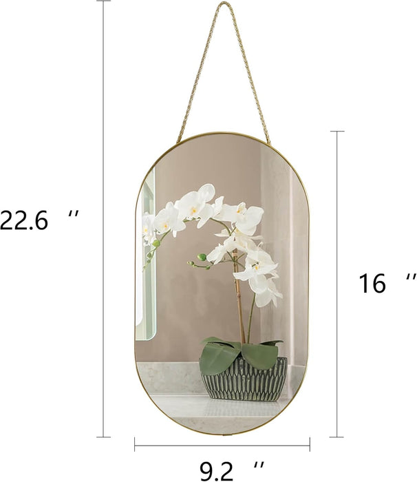 Gleaming Gold Oval Wall Mirror 16x9.2 Architectural