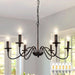 Farmhouse Chandelier for Dining Room: 6-Light Black Industrial Kitchen Island Pendant Light Fixture with 6 E12 Bulbs - Rustic Candle Chandeliers Vintage Modern Hanging Ceiling Lamp for Bedroom