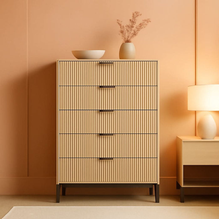 5 Drawers Dresser, 49.2’’ Tall Modern Chest of Drawers for Bedroom, Large Closet Dressers with Drawers, Wooden Drawer Dresser for Bedroom, Living Room, Hallway