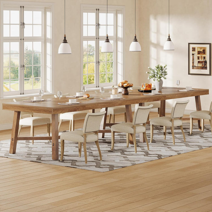 70.9-Inch Dining Table for 6-8, Large Farmhouse Kitchen Table with Reinforced Metal Legs for Kitchen & Dining & Living Room, Natural