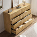 55" Wide Fluted 8-Drawer Double Dresser for Bedroom, Natural