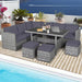 7 Pieces Rattan Wicker Patio Conversation Set (Grey)