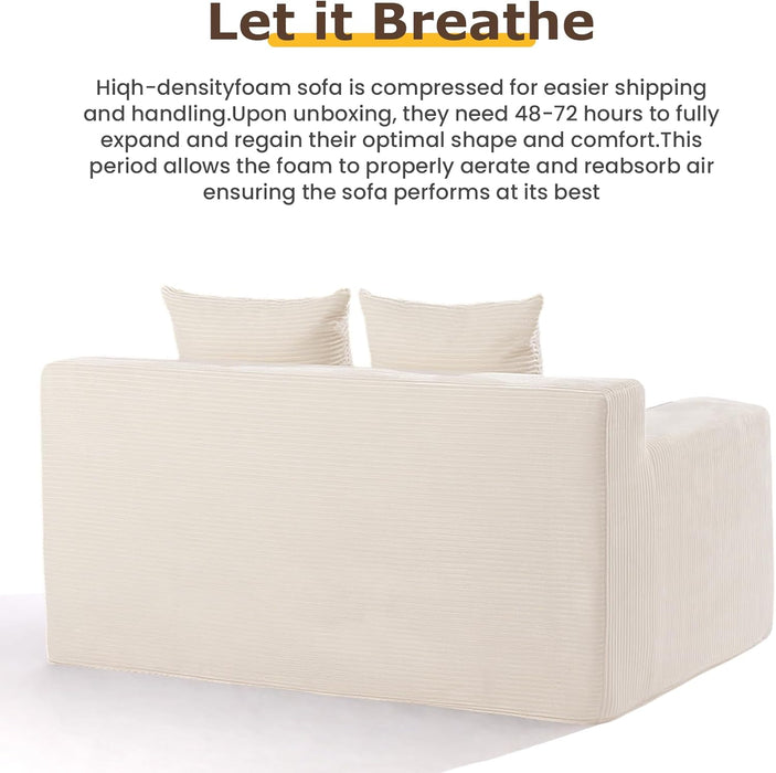 Corduroy Convertible Sofa Bed ThreeInOne BeigeTone Sleeper
