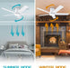 52" Ceiling Fan with Light, White,6 Speeds DC Reversible Motor,Timing, Dimmable for Bedroom, Kitchen, Patios