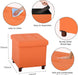Storage Ottoman for Living Room Ottoman Square with Tray Bedroom Cube Foot Rest Stool with Legs Small Ottomans Coffee Table Lid Foldable Footstool Faxu Leather 15" in (Orange)