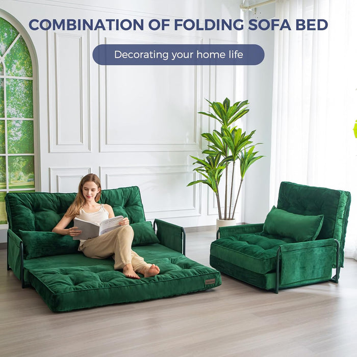 Green Adjustable Floor Sofa Bed Multifunctional Lounge