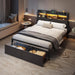 Full Size Bed Frame with Headboard and Charging Station,2 Drawers