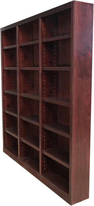 Traditional 84Inches Tall 18-Shelf Triple Wide Wood Bookcase, Dry Oak